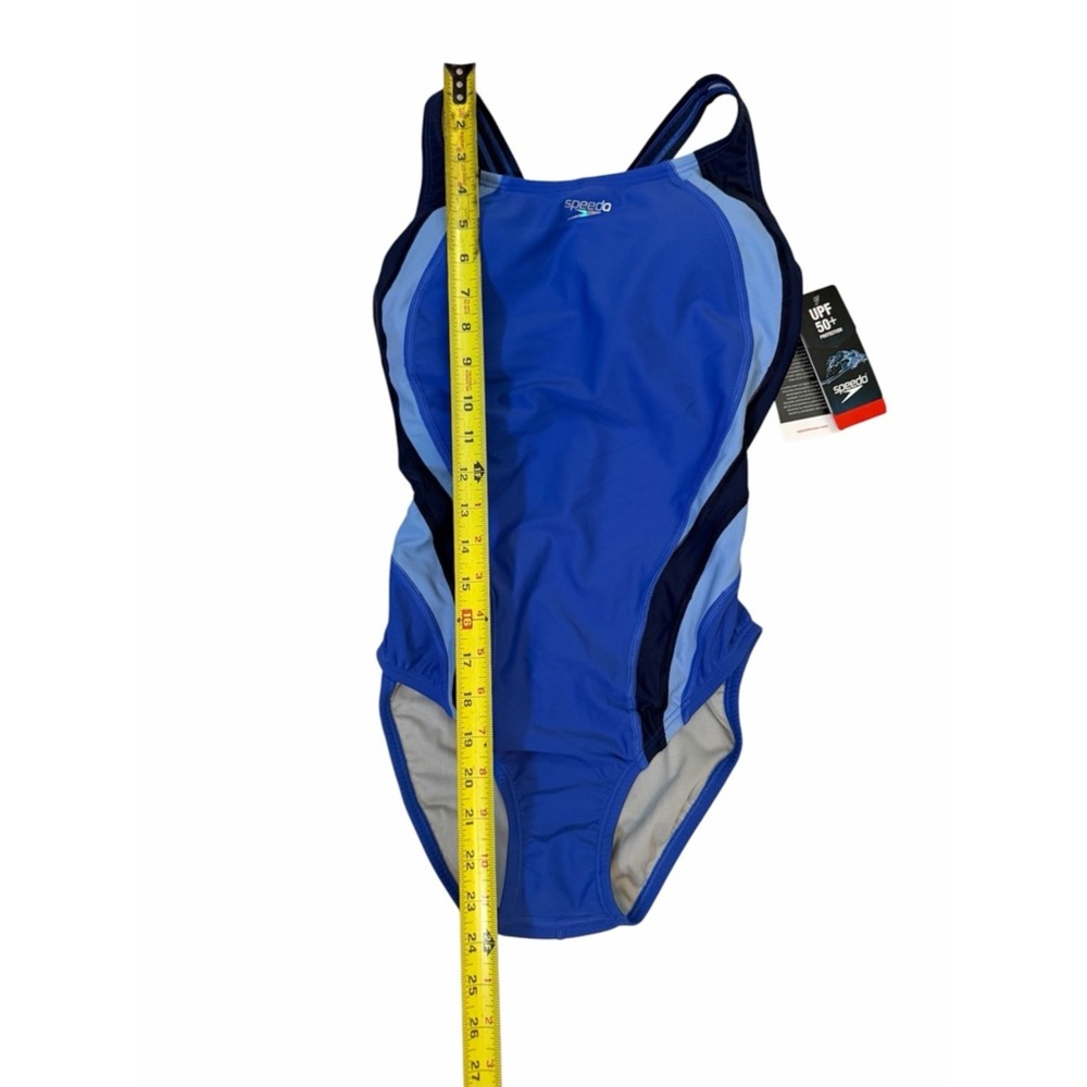 Speedo Womens Blue Colorblock HydroBra Racing Cut One Piece Swimsuit Size 8 NEW - Picture 6 of 14